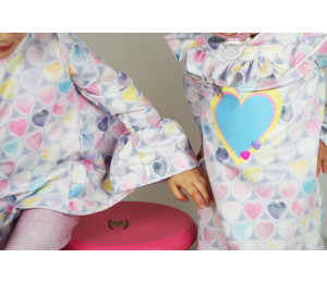 French Terry - Aquarell Herzen weiß flieder pastell